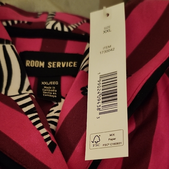 Room Service Women's Zebra Print Pajama Set - Fuschia Pink and Black - Picture 2 of 4